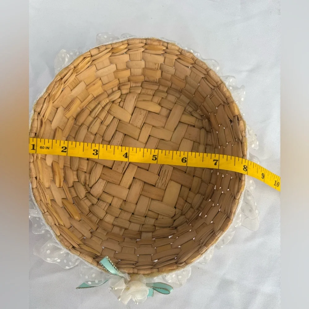 Handcrafted Woven Basket with Ribbon Accent